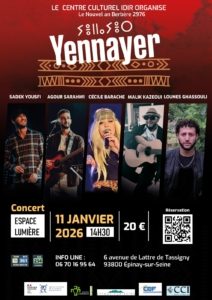 Célébrez Yennayer 2976 avec un concert à l’Espace Lumière, le samedi 11 janvier 2026 à 14h30