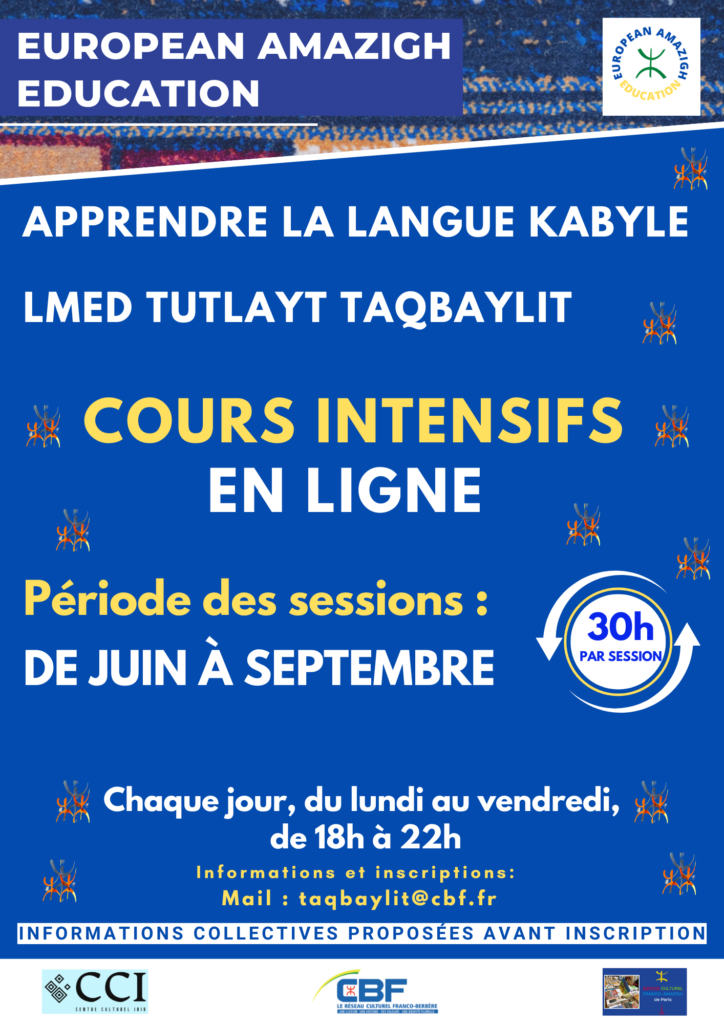 Cours de kabyle « taqbaylit » en ligne : sessions intensives été 2026