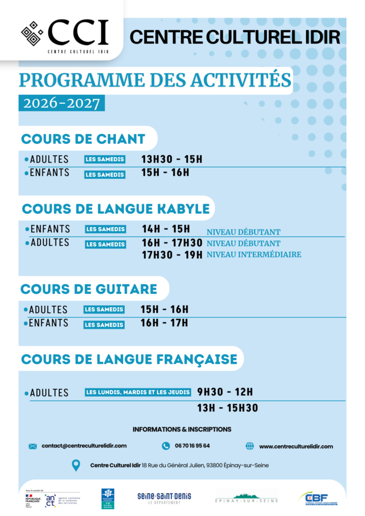 Programme des activités 2026-2027