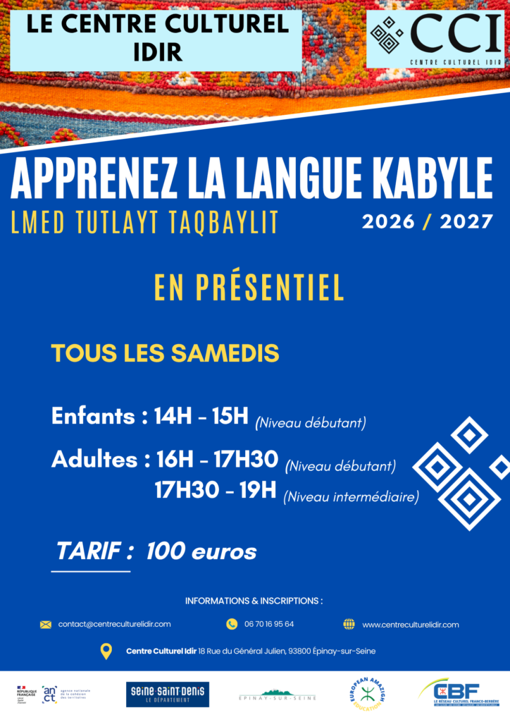 Apprenez la langue kabyle - Lmed tutlayt taqbaylit - Au Centre Culturel Idir (CCI)